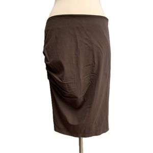 GUNEX Brown Gray Ruched Pencil Slit Skirt